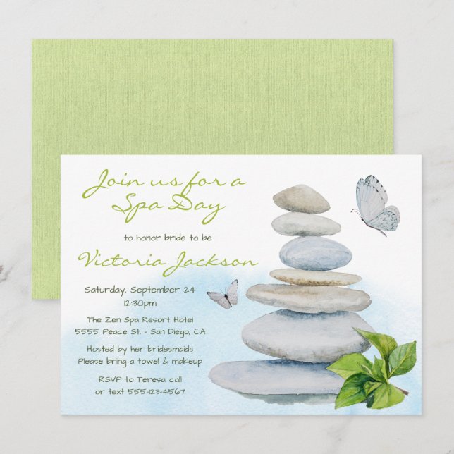 Zen Wellness-Center Bridal Dusche Einladung (Vorne/Hinten)