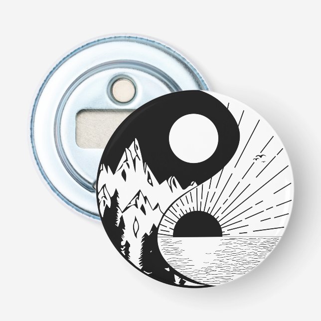 Zen Yin Yang Schwarz-weiß Flaschenöffner (Vorderseite)