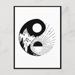 Zen Yin Yang Schwarz-weiß Postkarte