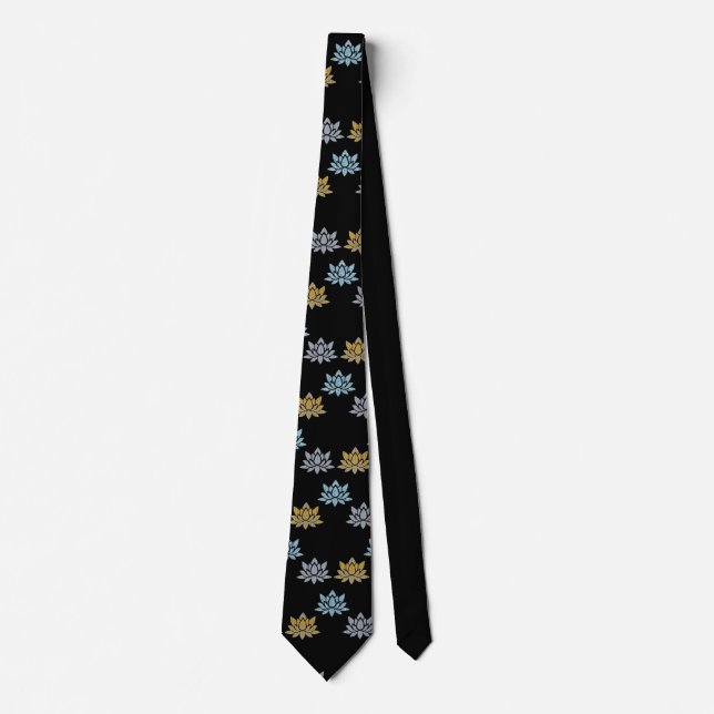 Zen Yoga Lotus Blume Blue Gray Krawatte (Vorderseite)