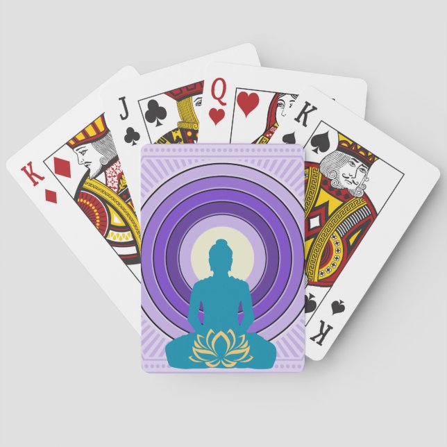 Zen Yoga Meditation Buddha Lila & blau Spielkarten (Rückseite)