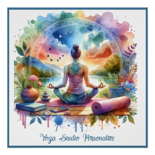 Zen-Yoga-Meditation in der Natur Regenbogen Pastel Poster