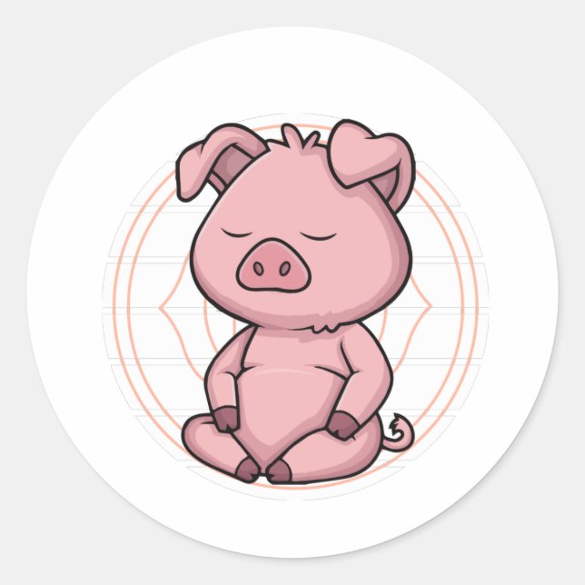 Zen Yoga Mindfulness Medizin Schwein Runder Aufkleber (Vorderseite)
