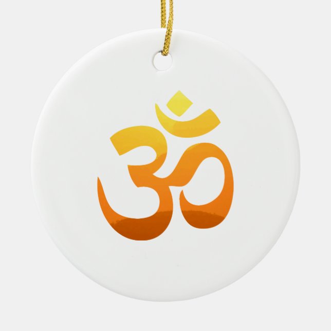 Zen Yoga Om Mantra Symbol Gold Sun Keramik Ornament (Vorne)