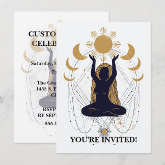 Zen Yoga Pose Golden Sun Meditation Celebration Einladung