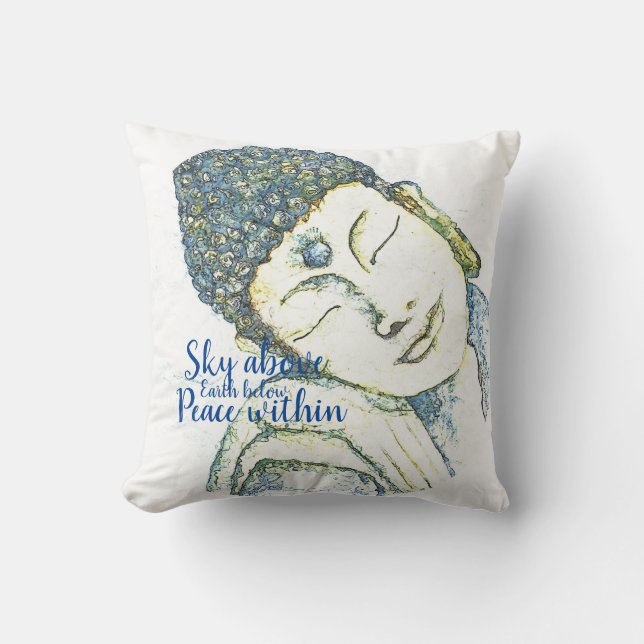 Zen Zitat Buddha Wasserfarben Kunstwürfelpilz Kissen (Vorderseite)