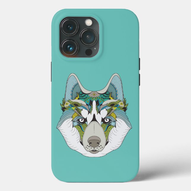 Zenart gemustert Husky Dog Blue Husky Face Case-Mate iPhone Hülle (Rückseite)