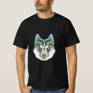 Zenart gemustert Husky Dog Blue Husky Face T-Shirt