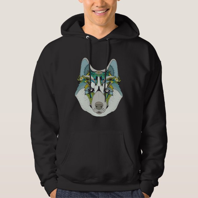 Zenart Gemustert Husky Hoodie (Vorderseite)