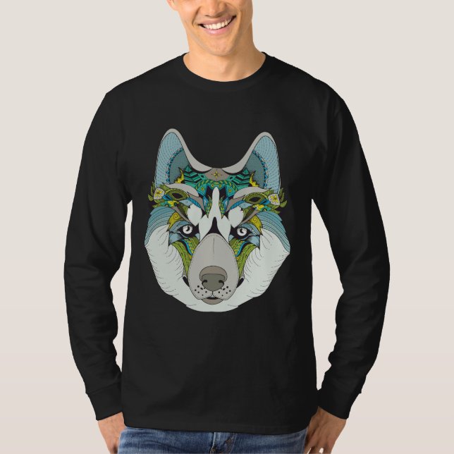 Zenart Gemustert Husky T-Shirt (Vorderseite)