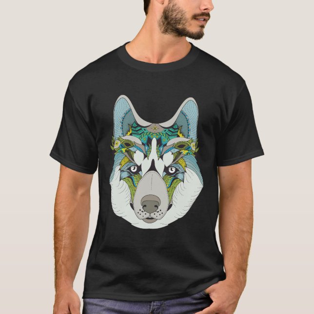 Zenart Gemustert Husky T-Shirt (Vorderseite)