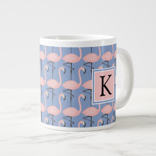 Zender Flamingo-Muster Monogramm Jumbo-Tasse