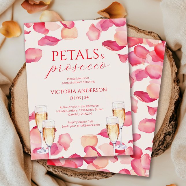 Zender Pink Petals und Prosecco Brautparty Einladung (Von Creator hochgeladen)