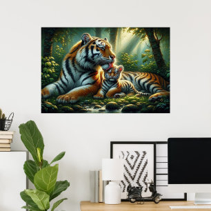 Zender Tigers Moment in der Naturmalerei Poster