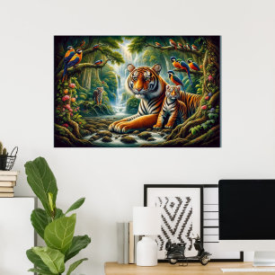 Zender Tigers Moment in der Naturmalerei Poster