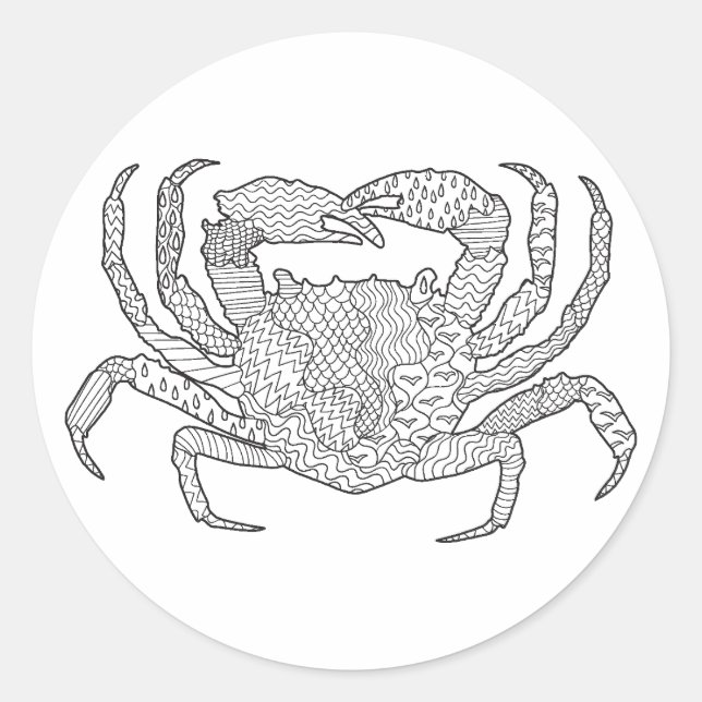 Zendoodle Crab Runder Aufkleber (Vorderseite)