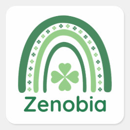 Zenobia Name Clover Boho Rainbow Quadratischer Aufkleber