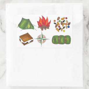 Zent Campfire Compass S'mores Camp Camping Aufkleb Rechteckiger Aufkleber
