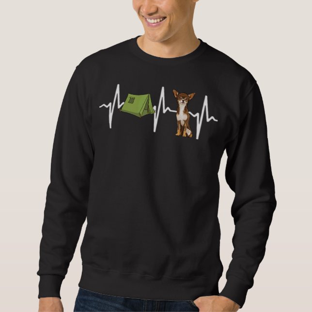 Zent Camping Brown Chihuahua Heartbeat Dog Sweatshirt (Vorderseite)