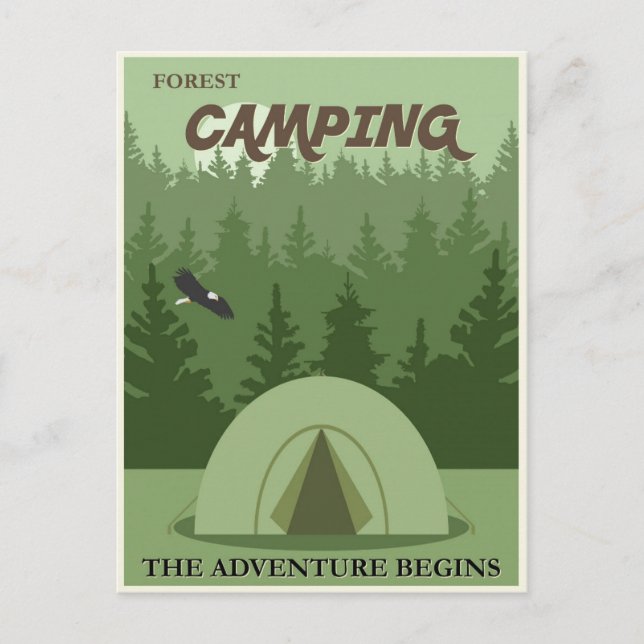 Zent Camping Vintage Travel Poster Postkarte (Vorderseite)
