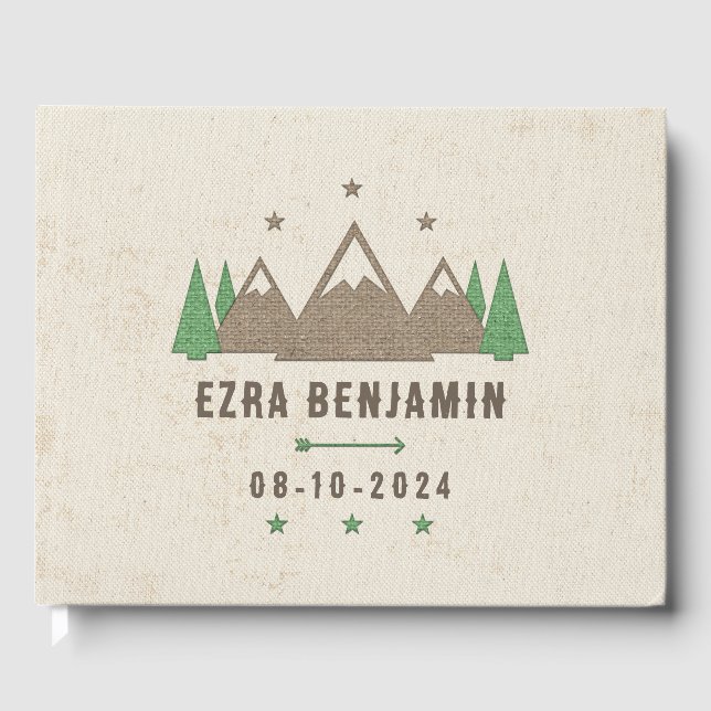 Zent Leinwand Camping Bar Mitzvah Personalisiert Gästebuch (Vorderseite)