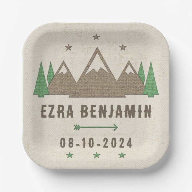 Zent Leinwand Camping Bar Mitzvah Personalisiert Pappteller (Vorderseite)