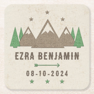 Zent Leinwand Camping Bar Mitzvah Personalisiert Rechteckiger Pappuntersetzer