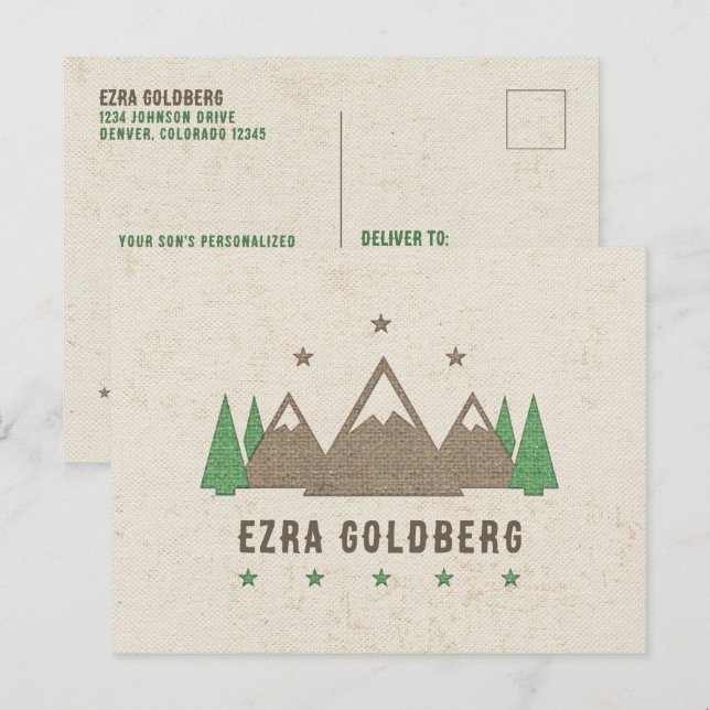 Zent Leinwand Camping Bar Mitzvah Vielen Dank Postkarte (Vorne/Hinten)