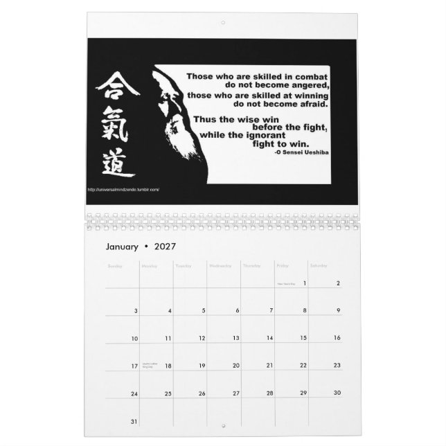 Zentality 2013 Kampfkunst-themenorientierter Kalender (Jan 2027)