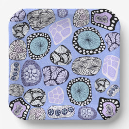 Zentangle, Abstrakte, florale Papierplatte Pappteller