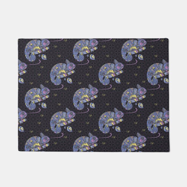 Zentangle Eidechse Fußmatte (Vorderseite)