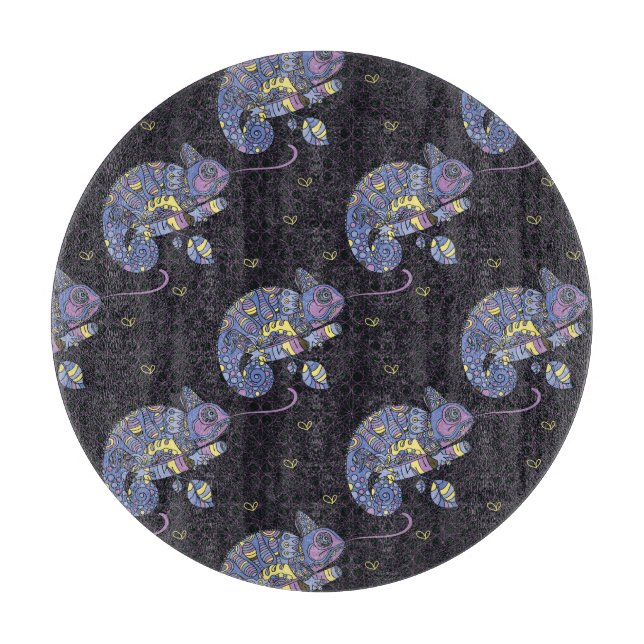 Zentangle Eidechse Schneidebrett (Vorderseite)