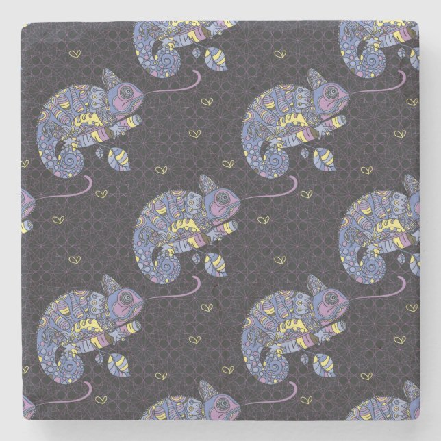 Zentangle Eidechse Steinuntersetzer (Vorderseite)