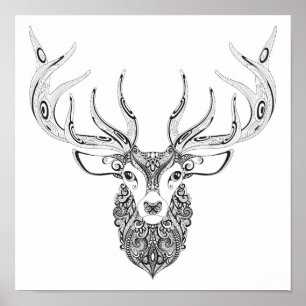 Zentangle, Inspiriert Hirschhornkopf 2 Poster