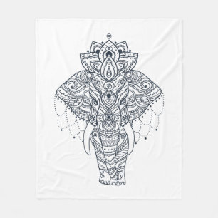Zentangle inspirierte Elefanten Fleecedecke