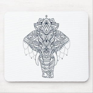 Zentangle inspirierte Elefanten Mousepad