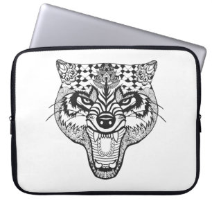 Zentangle inspirierte Wolf Laptopschutzhülle