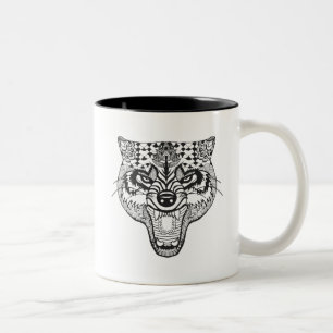 Zentangle inspirierte Wolf Zweifarbige Tasse
