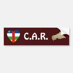 Zentralafrikanische Flagge Herz + Karte Aufkleber Autoaufkleber