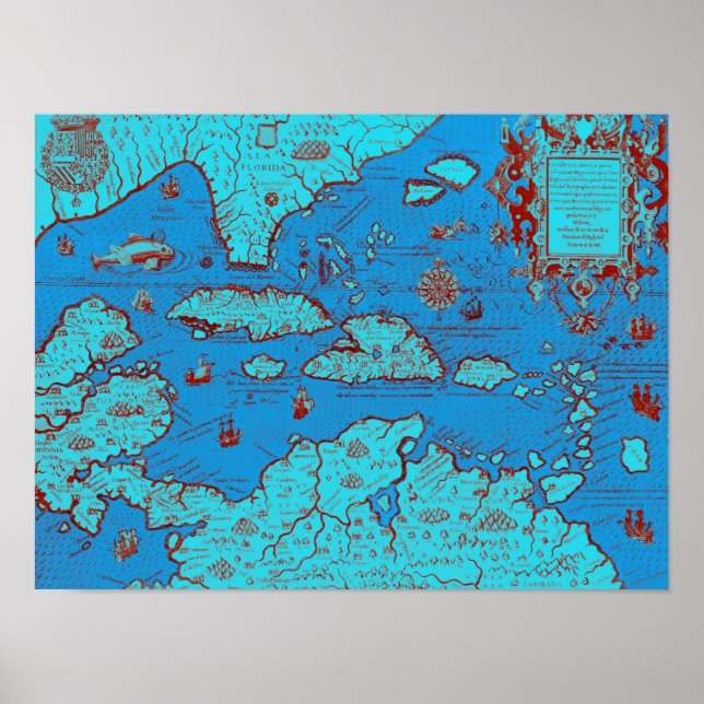 Zentralamerika ("Amerika Occidentalis") Poster (Vorne)