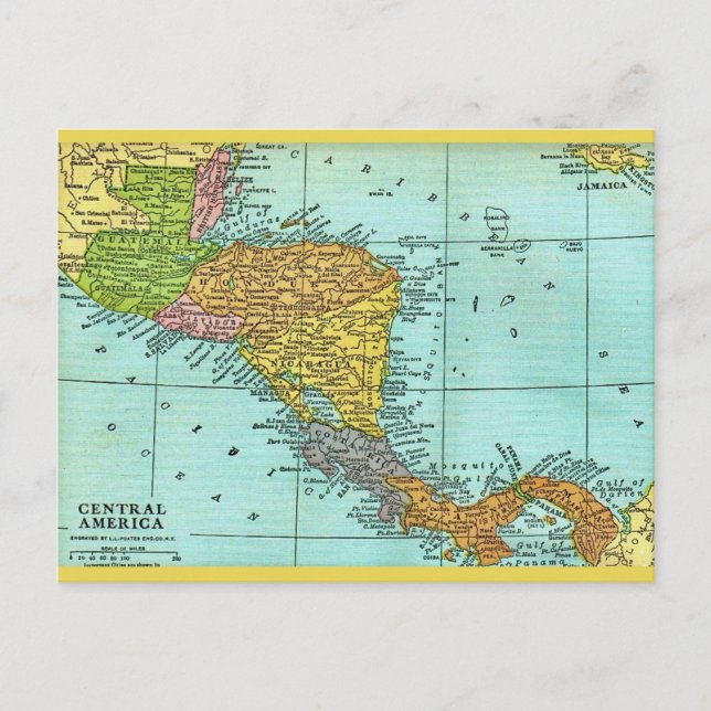Zentralamerika Vintage Karte Postkarte (Vorderseite)