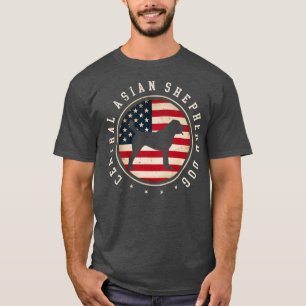 Zentralasiatischer Schäferhund Hund USA Flag 4. Ju T-Shirt