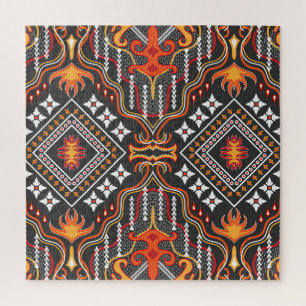 Zentralasien in Rot-Orange: Traditionelle Motive
