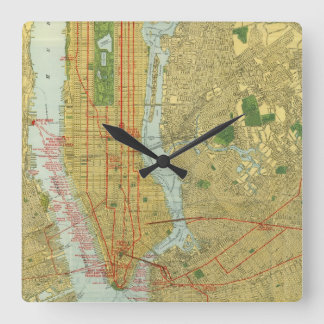 Zentrale Eisenbahn-Karte 1918 New York Quadratische Wanduhr