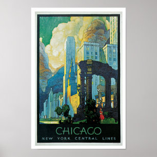 Zentrale Linien Chicago ~ New York Poster