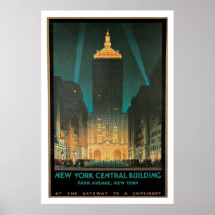 Zentrales Gebäude-Vintage Reise New York Poster