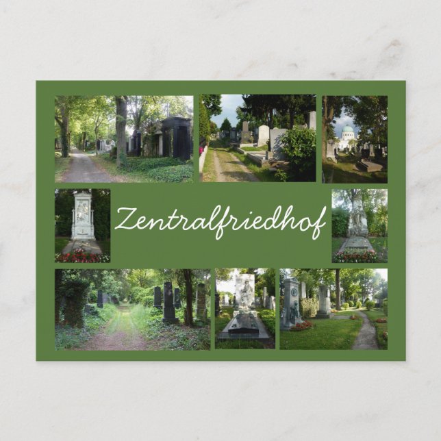 Zentralfriedhof Collage 2 Postkarte (Vorderseite)