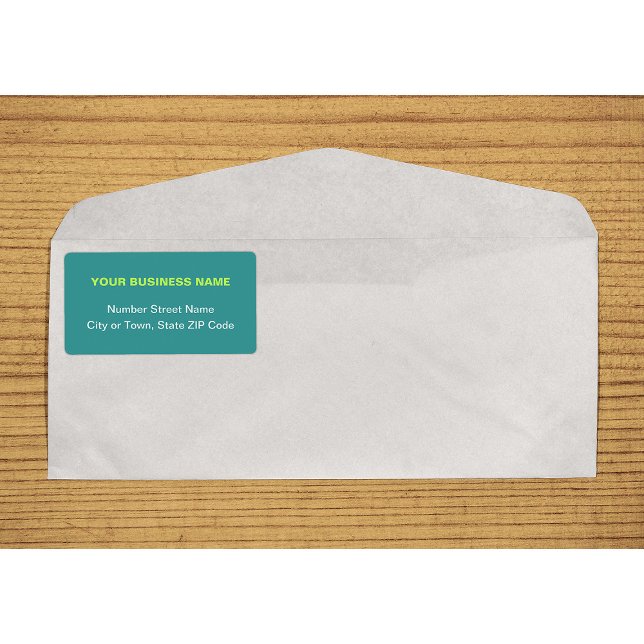 Zentrierlich ausgerichtete Schlichte Texte Aquamar (Center aligned plain text business teal green shipping label on envelope)