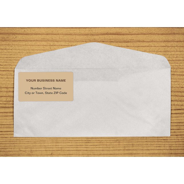 zentrierte Schlichte Texte Light Brown Shipping (Center aligned plain text business light brown shipping label on envelope)