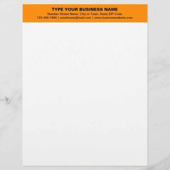 zentrierte Schlichte Texte zur Orangenen Rubrik de Briefbogen (Vorderseite)